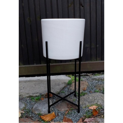 Doniczka ze stojakiem walec biały