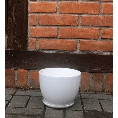 Doniczka baryłka biała