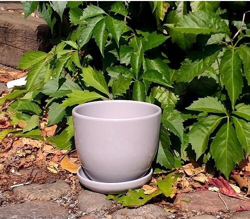 Doniczka baryłka szara