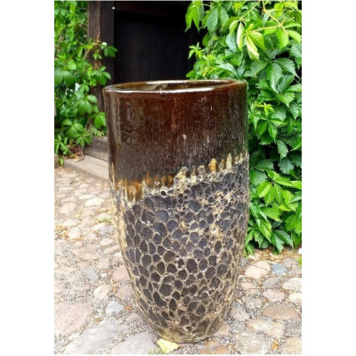 Donica Pompei Vulcano wazon ze szkliwioną brązową górą