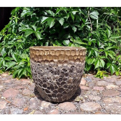 Donica Pompei Vulcano ze szkliwioną brązową górą