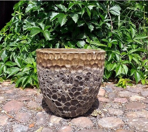 Donica Pompei Vulcano ze szkliwioną brązową górą