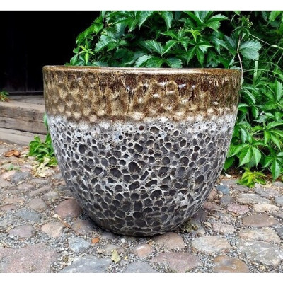 Donica Pompei Vulcano ze szkliwioną brązową górą