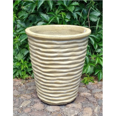 Donica szkliwiona wazon kremowy w prążki