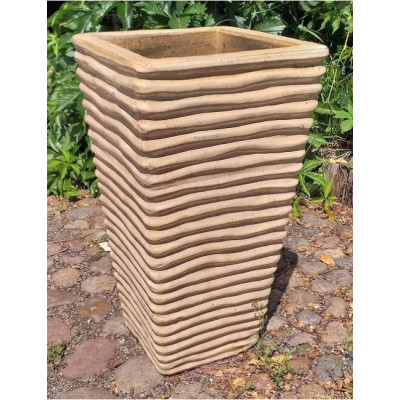 Donica szkliwiona wazon kwadratowy kremowy w prążki