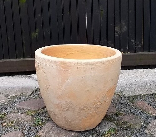 Donica okrągła jasna terakota postarzana