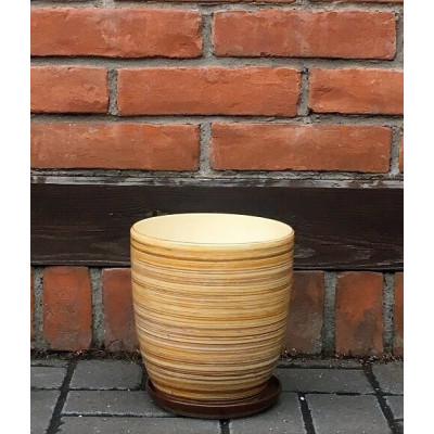 Doniczka Nova w żółto-brązowe paski