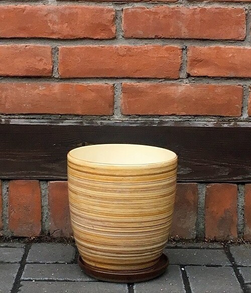 Doniczka Nova w żółto-brązowe paski