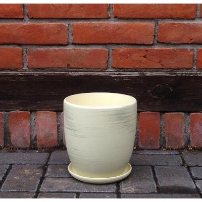 Doniczka Nova kremowa srebrne przetarcia