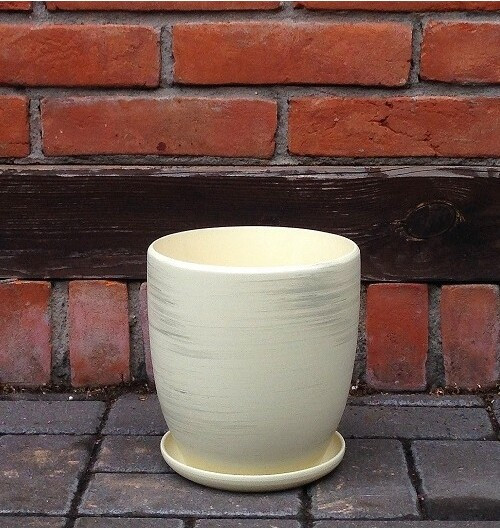 Doniczka Nova kremowa srebrne przetarcia