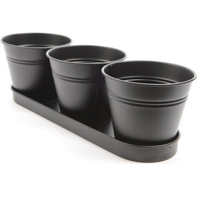 Doniczka potrójna czarne metalowe wiaderka