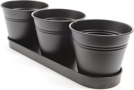 Doniczka potrójna czarne metalowe wiaderka