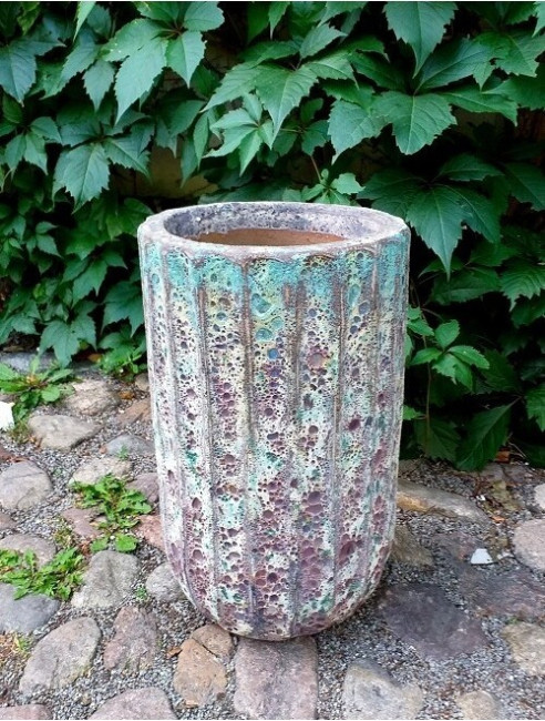 Wazon Atlantis vulcano prążki turkus