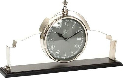 Metalowy zegar srebrny stojący duży