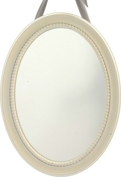 Białe owalne lustro drewniane