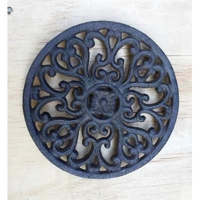 Żeliwna podkładka okrągła ażurowa brąz