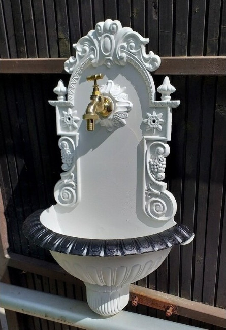 Umywalka ogrodowa aluminiowa antique biało-czarna