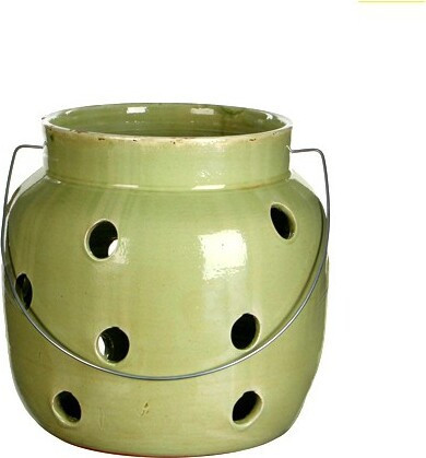 Lampion pękaty ceramiczny Camilio pistacjowy