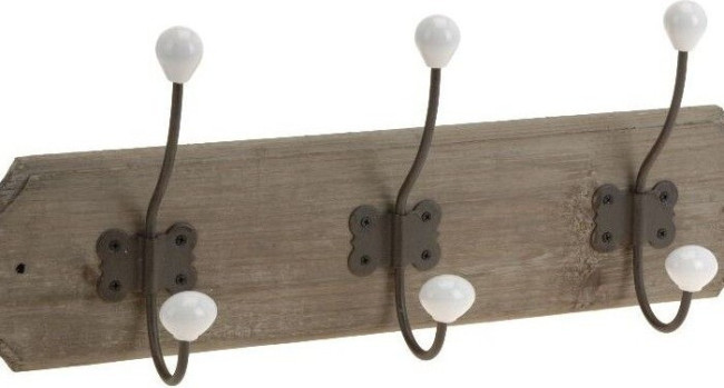 Drewniany wieszak z ceramicznymi gałkami