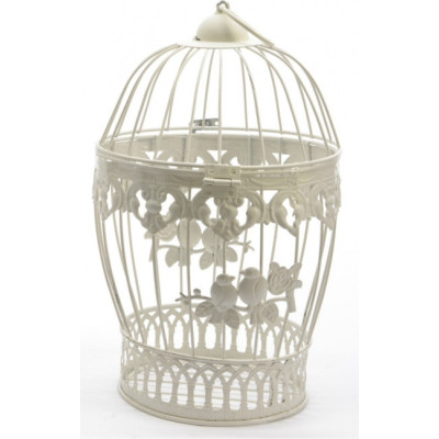 Dekoracyjna mała klatka dla ptaków biała