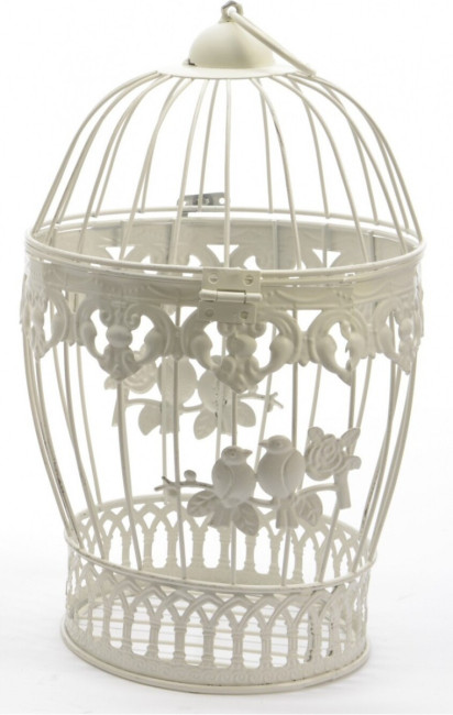 Dekoracyjna mała klatka dla ptaków biała