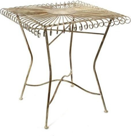 Metalowy biały postarzany stolik ogrodowy