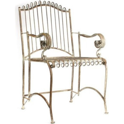 Metalowy biały postarzany fotel ogrodowy