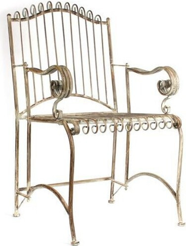 Metalowy biały postarzany fotel ogrodowy