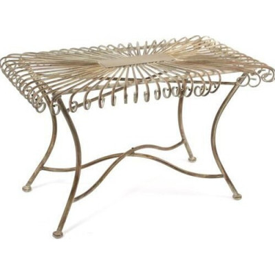 Metalowa biała postarzana ława ogrodowa