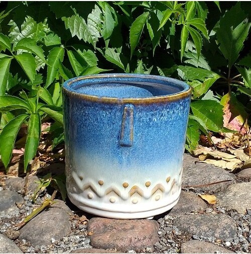 Doniczka Aztec walec niebieski