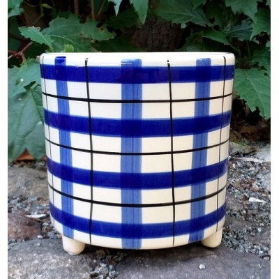 Doniczka Bolesławiec krata walec na nóżkach