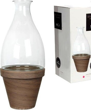 Klosz szklany butla z ceramiczną doniczką