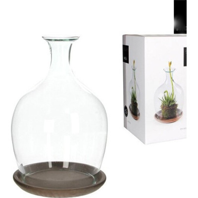 Duży klosz szklany butla z ceramiczną podstawką