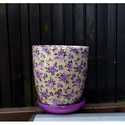 Doniczka Nova Kalka kwiaty fioletowe