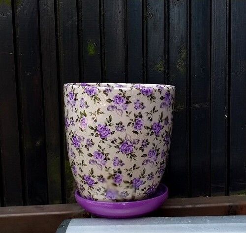 Doniczka Nova Kalka kwiaty fioletowe