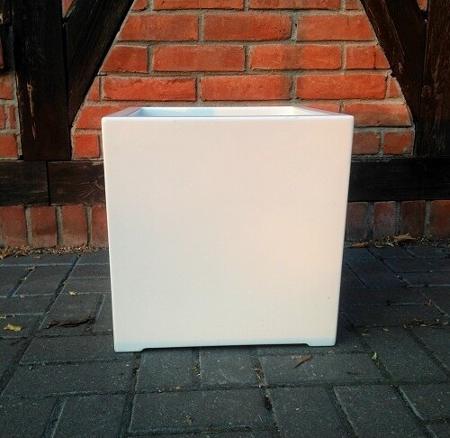 Donica z włókna szklanego biały sześcian