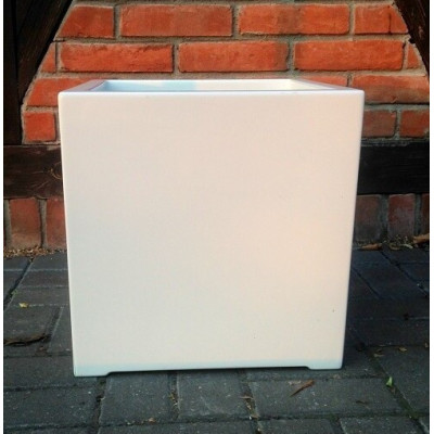 Donica z włókna szklanego biały sześcian