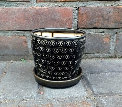 Doniczka Vintage gwiazdki czarna