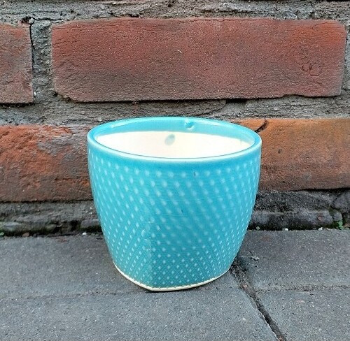 Doniczka Vintage Retro błękitna osłonka