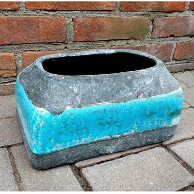 Doniczka Azur turkus z szarym korytko