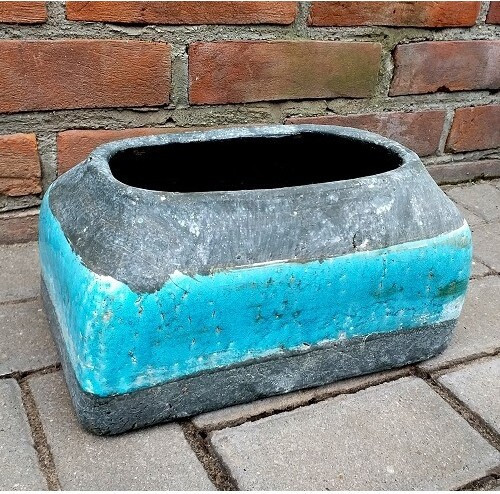 Doniczka Azur turkus z szarym korytko