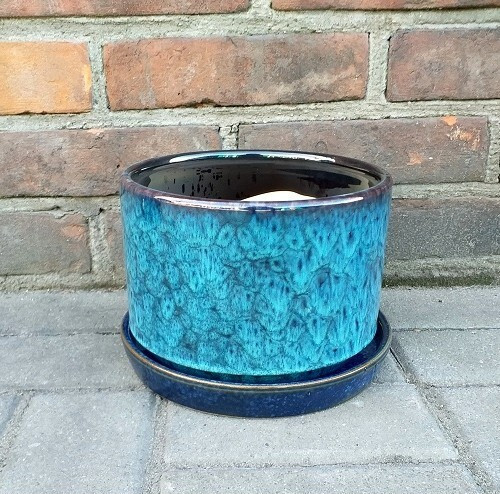 Donica Szalin walec niski niebieski