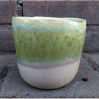 Doniczka Dik kremowo-zielona