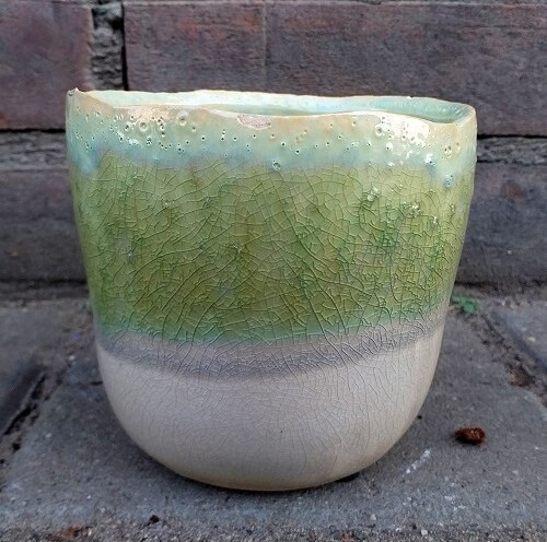 Doniczka Dik kremowo-zielona