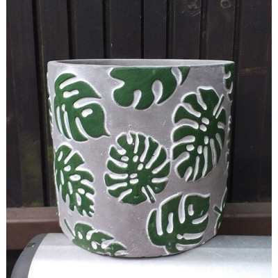 Doniczka Etno Monstera betonowy walec