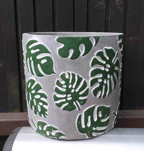 Doniczka Etno Monstera betonowy walec