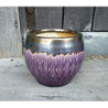 Doniczka kulista fioletowa ze złotym rantem