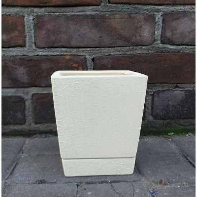 Doniczka Faktura kwadratowa kremowo-beżowa