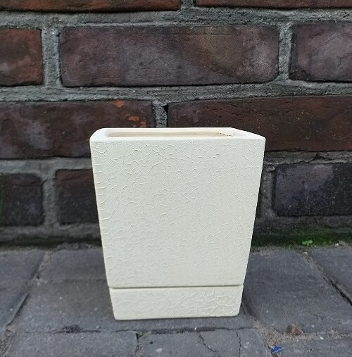 Doniczka Faktura kwadratowa kremowo-beżowa