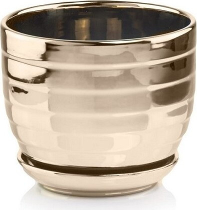 Doniczka Mirror złota lustrzana prążkowana